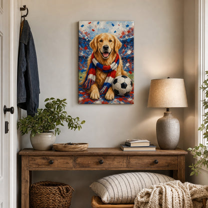 Golden Retriever Soccer Fan Canvas Wall Art side edge canvas print
