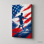 USA Abstract Soccer Canvas Wall Art - 12x18 inch