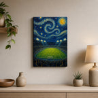 Starry Night Stadium Soccer Canvas Wall Art 12×18 inch thin wrapped canvas wall mockup