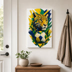 Brazil Jaguar National Pride Soccer Canvas Wall Art 12×18 inch thin wrapped canvas wall mockup