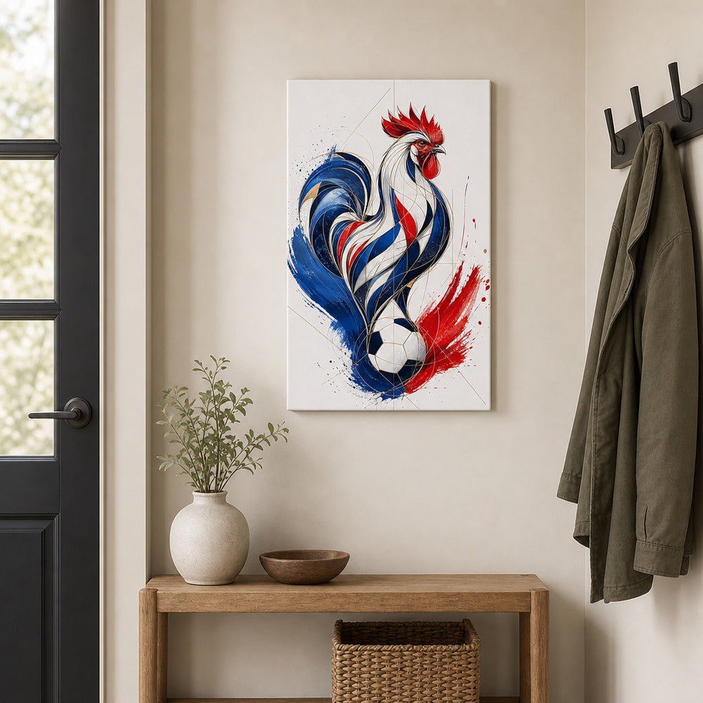 France Rooster National Pride Soccer Canvas Wall Art 12×18 inch thin wrapped canvas wall mockup