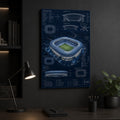 Night Stadium Blueprint Overlay Canvas Wall Art 12×18 inch thin wrapped canvas wall mockup