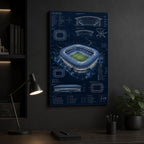 Night Stadium Blueprint Overlay Canvas Wall Art 12×18 inch thin wrapped canvas wall mockup