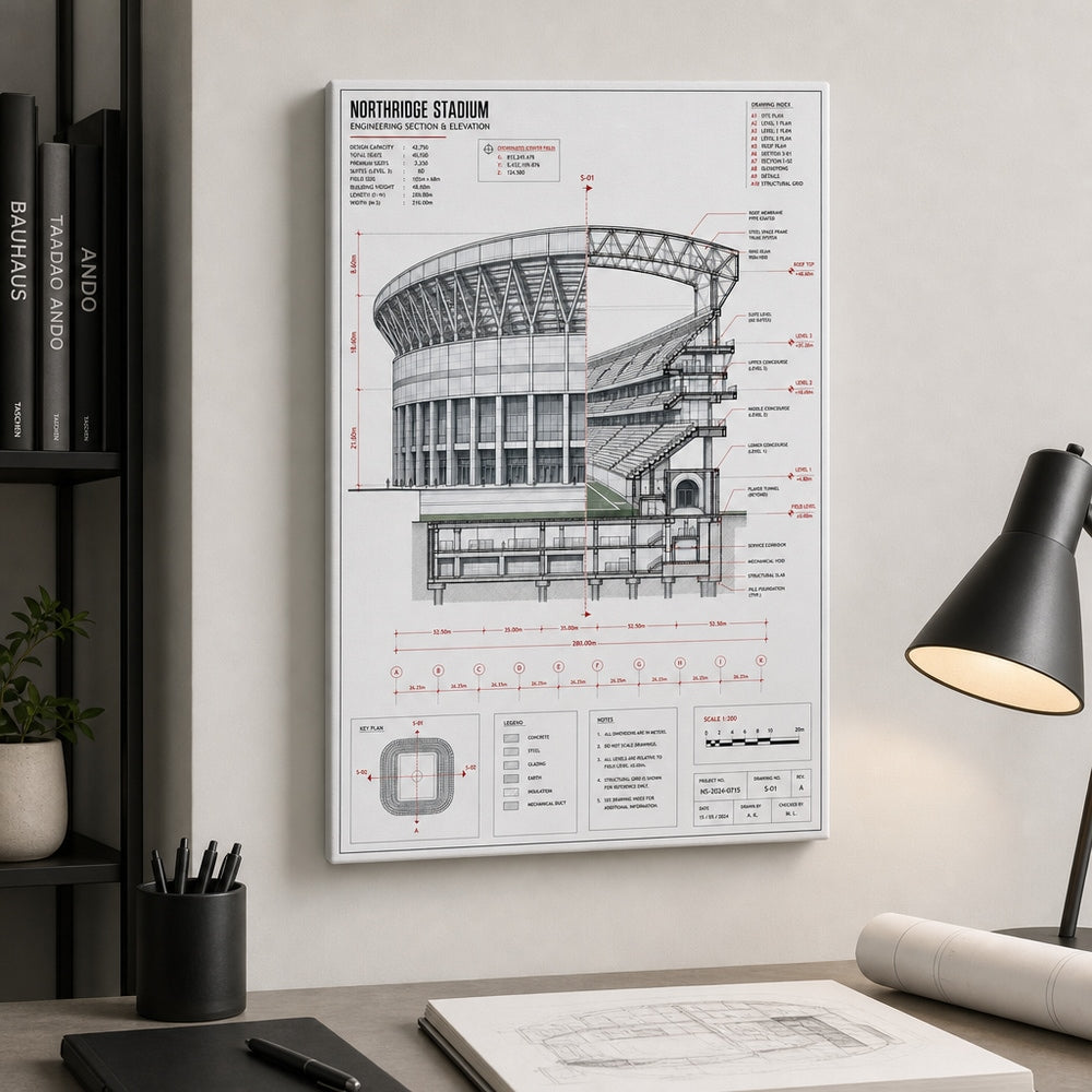 Engineering Stadium Cutaway Canvas Wall Art 12×18 inch thin wrapped canvas wall mockup