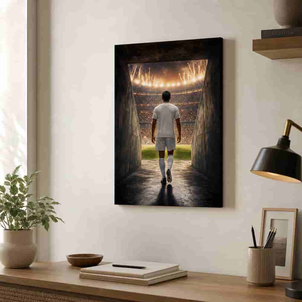 Custom Soccer Player Tunnel Canvas Wall Art 12×18 inch thin wrapped canvas wall mockup generated with gpt-image-2