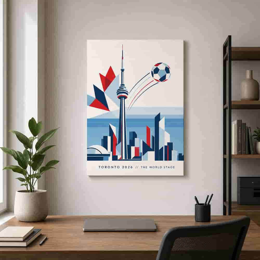 Toronto 2026 World Stage Soccer Canvas Wall Art 18×24 inch wrapped canvas wall mockup
