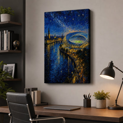 Riverside Starry Stadium Soccer Canvas Wall Art 18×24 inch wrapped canvas wall mockup