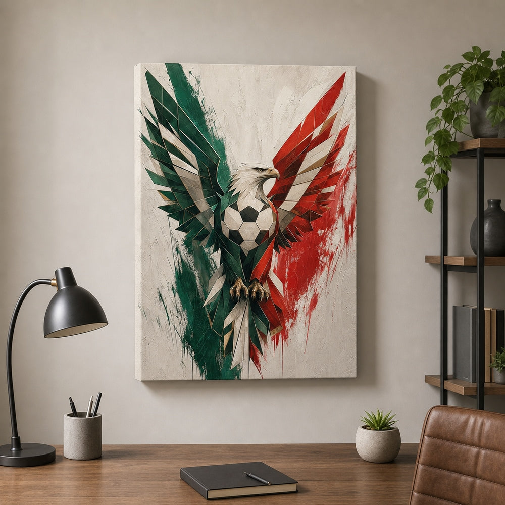 Mexico Eagle National Pride Soccer Canvas Wall Art 18×24 inch wrapped canvas wall mockup
