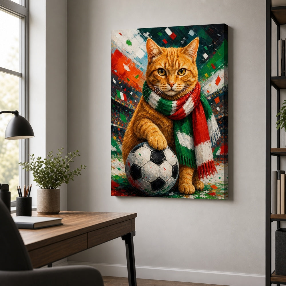 Orange Tabby Soccer Fan Canvas Wall Art 18×24 inch wrapped canvas wall mockup