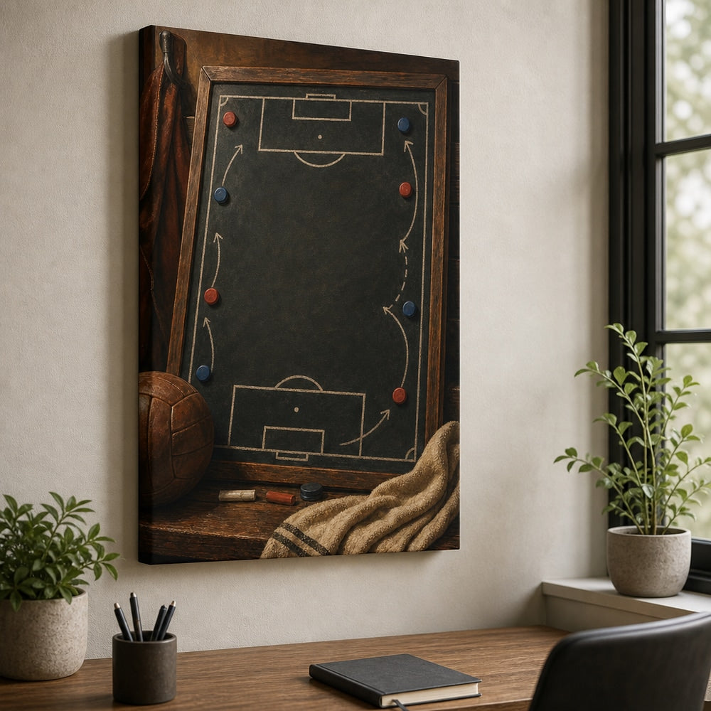 Custom Coach Dad Master Plan Canvas Wall Art 18×24 inch wrapped canvas wall mockup generated with gpt-image-2
