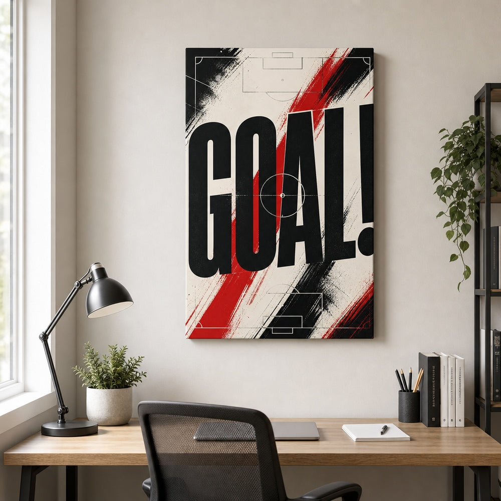 GOAL Soccer Typography Canvas Wall Art 18×24 inch wrapped canvas wall mockup