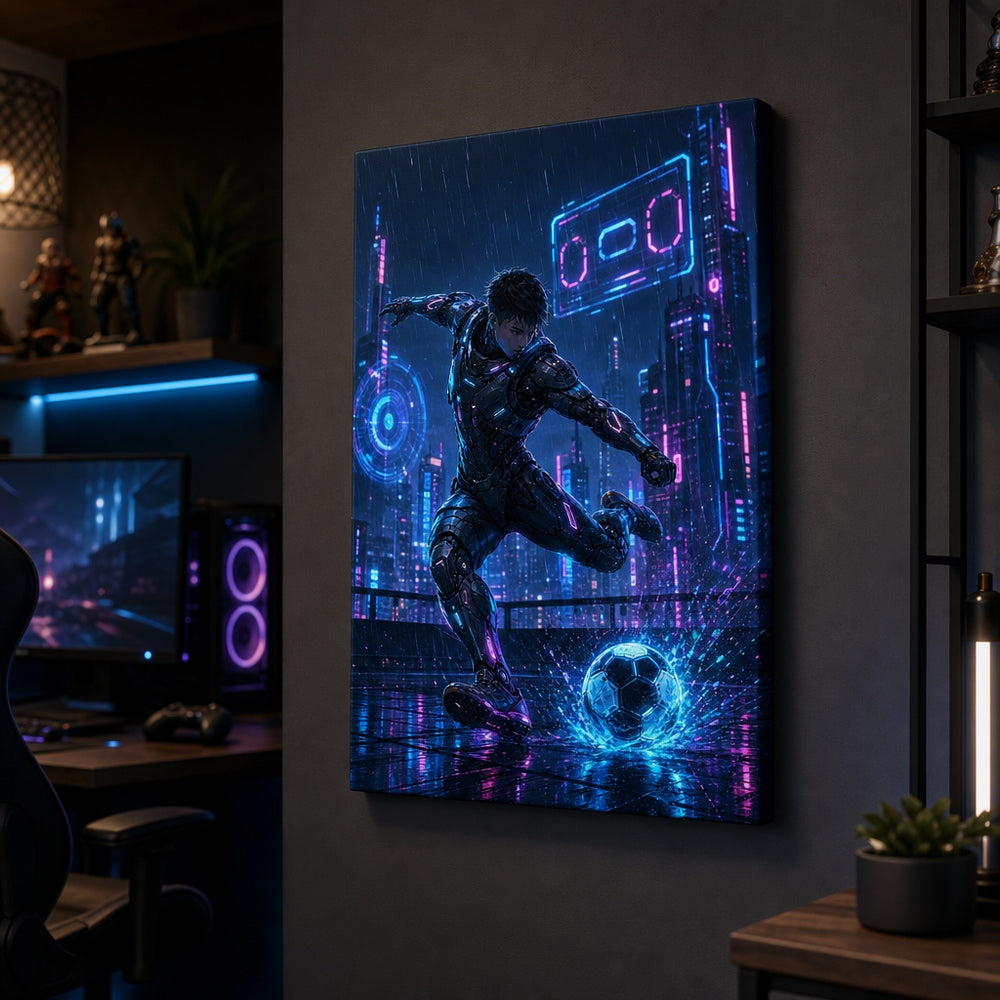 Mecha Rooftop Soccer Canvas Wall Art 18×24 inch wrapped canvas wall mockup