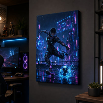 Mecha Rooftop Soccer Canvas Wall Art 18×24 inch wrapped canvas wall mockup