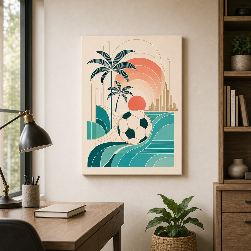 Miami 2026 World Stage Soccer Canvas Wall Art 18×24 inch wrapped canvas wall mockup