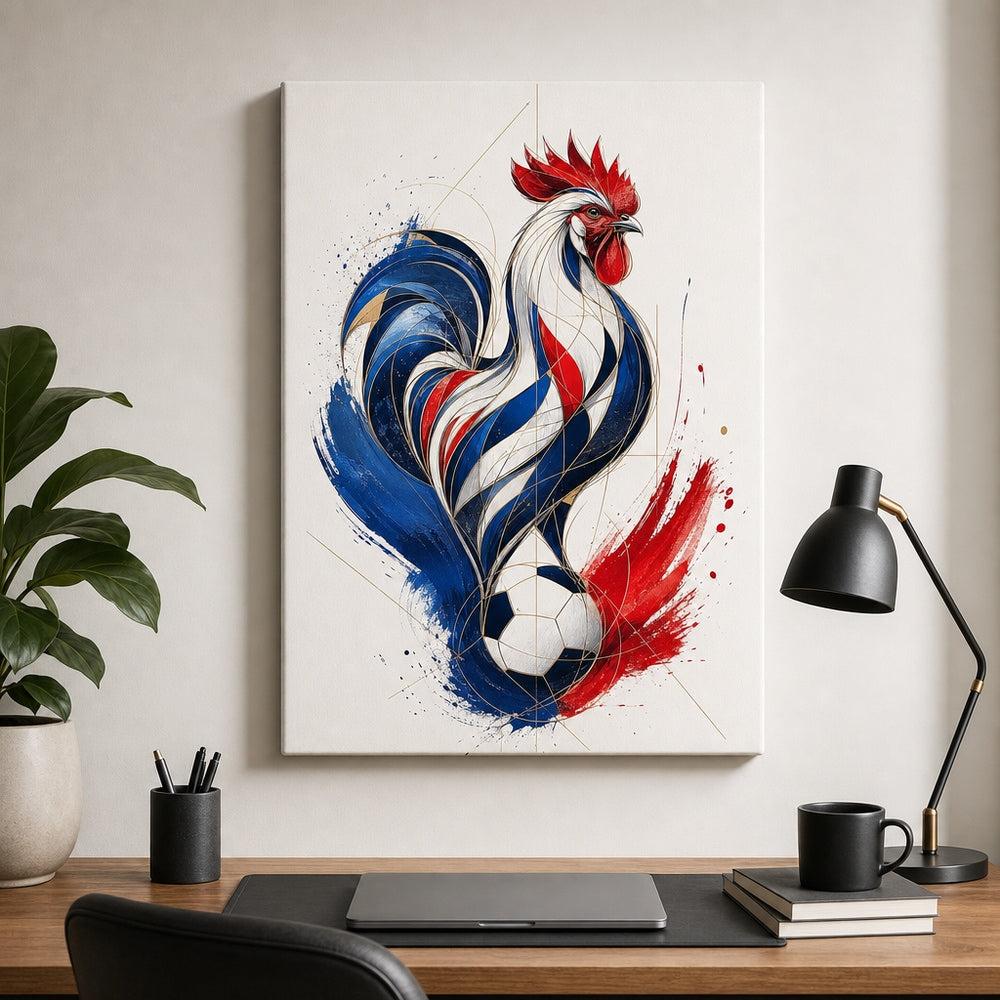 France Rooster National Pride Soccer Canvas Wall Art 18×24 inch wrapped canvas wall mockup