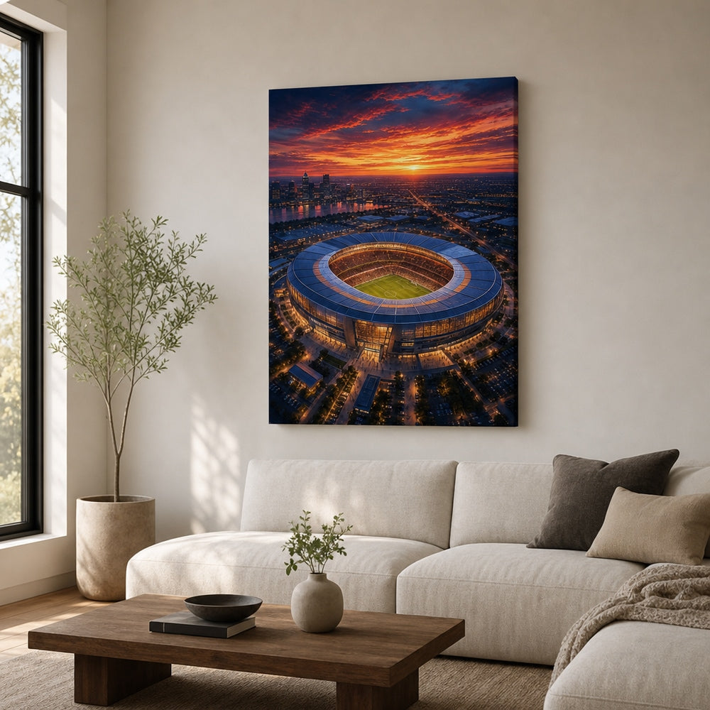 Twilight Aerial Stadium Art Canvas Wall Art 18×24 inch wrapped canvas wall mockup