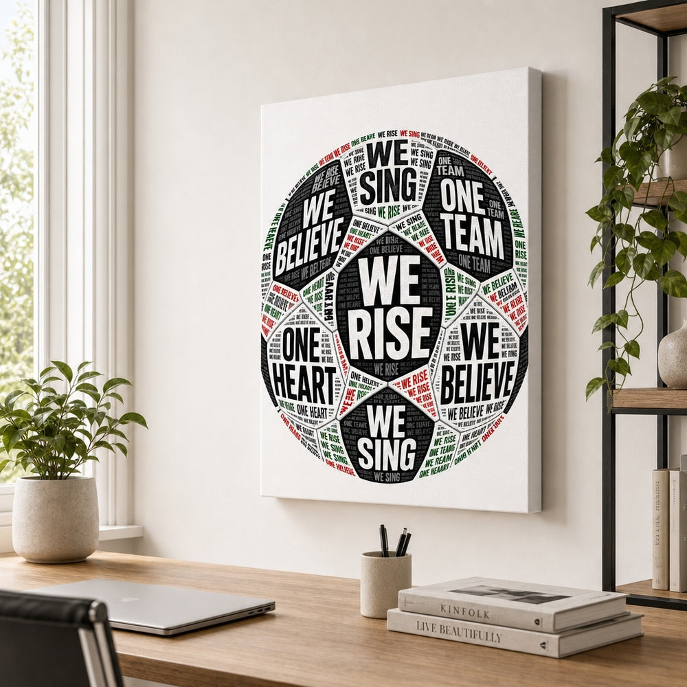 One Team One Heart Chant Typography Canvas Wall Art 18×24 inch wrapped canvas wall mockup
