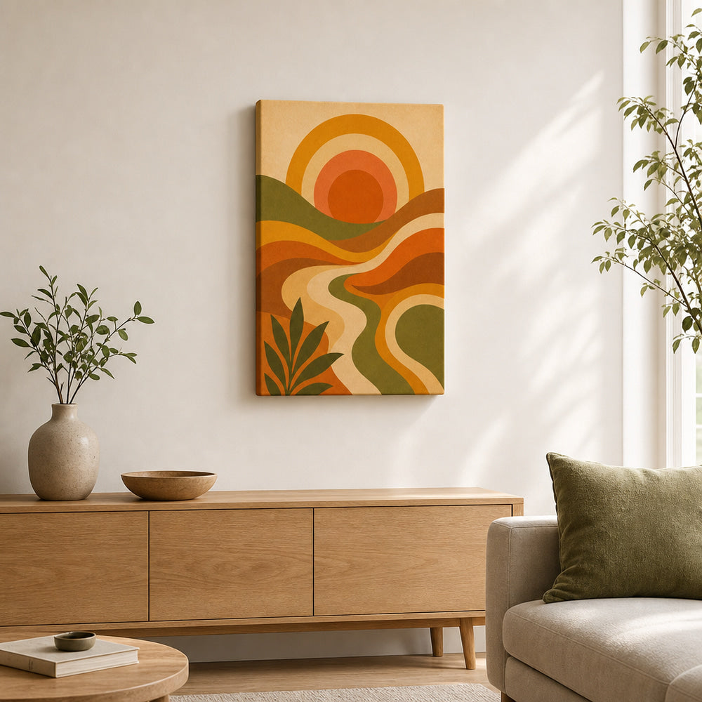 70s Psychedelic Waves Mid-Century Modern Canvas Wall Art 05 sku 18x24
