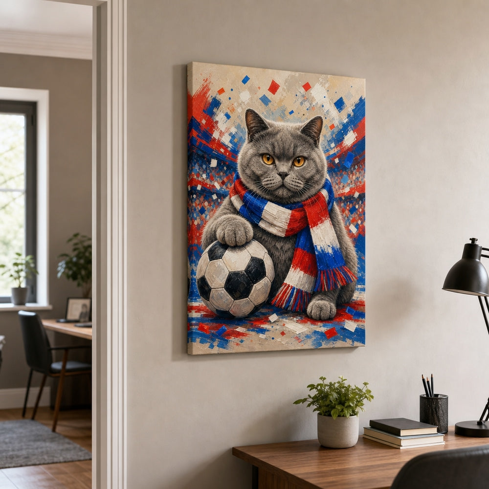 British Shorthair Soccer Fan Canvas Wall Art 18×24 inch wrapped canvas wall mockup