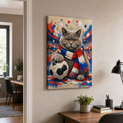British Shorthair Soccer Fan Canvas Wall Art 18×24 inch wrapped canvas wall mockup