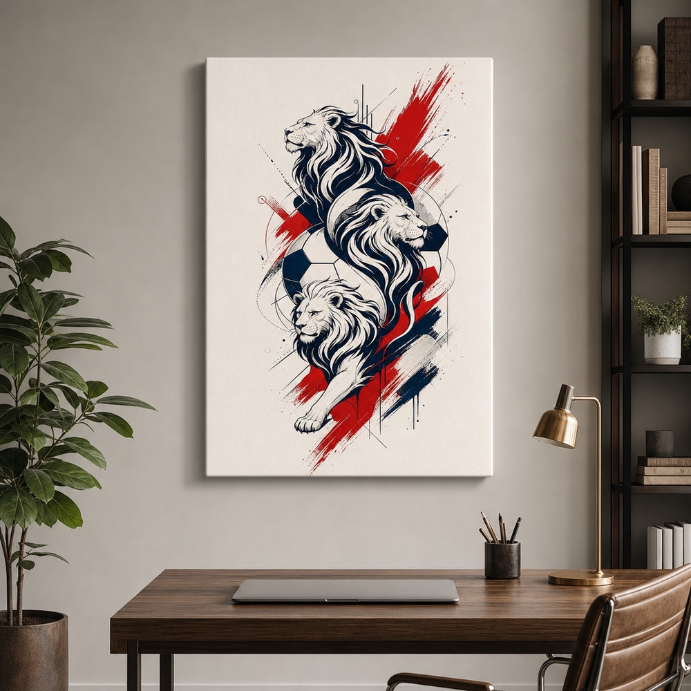England Three Lions National Pride Soccer Canvas Wall Art 18×24 inch wrapped canvas wall mockup