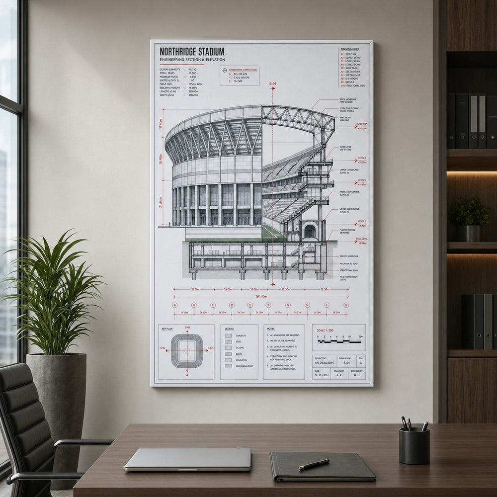 Engineering Stadium Cutaway Canvas Wall Art 18×24 inch wrapped canvas wall mockup