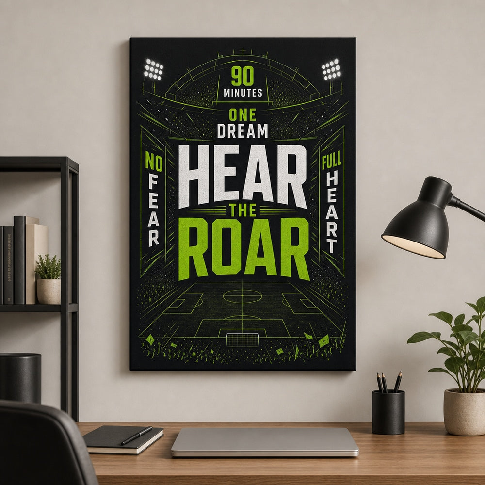 Hear The Roar Stadium Typography Canvas Wall Art 18×24 inch wrapped canvas wall mockup