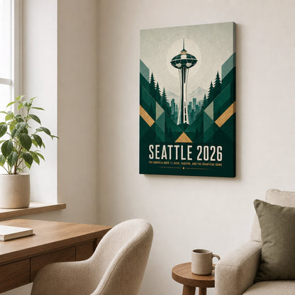Seattle 2026 Emerald Roar Soccer Canvas Wall Art 01 18×24 inch wrapped canvas wall mockup