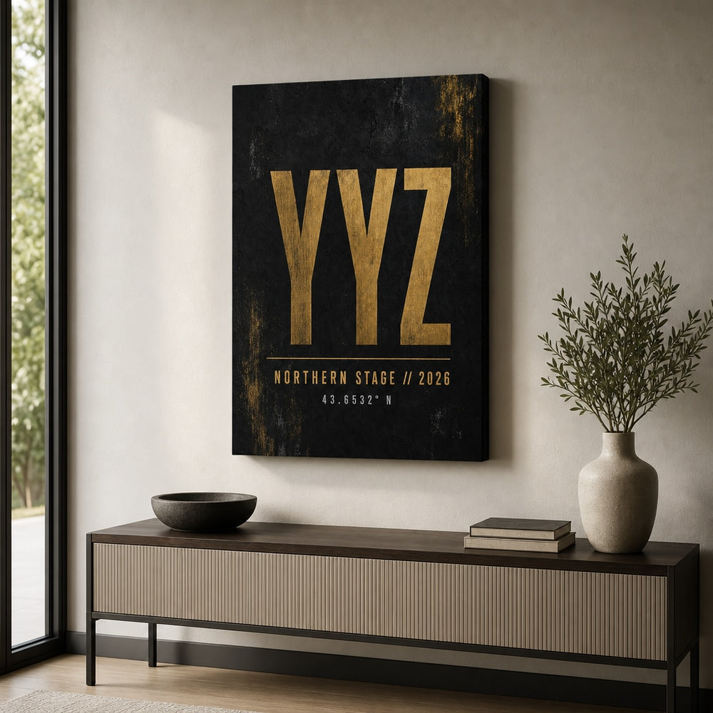 YYZ Airport Code Coordinates Canvas Wall Art 05 18×24 inch wrapped canvas wall mockup