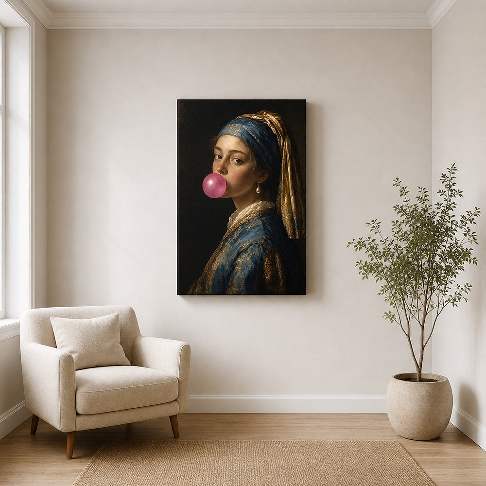 Classical Girl Bubblegum Canvas Wall Art 03 18×24 inch wrapped canvas wall mockup