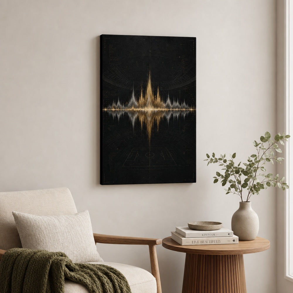 Silver Champagne Victory Soundwave Soccer Canvas Wall Art 18×24 inch wrapped canvas wall mockup
