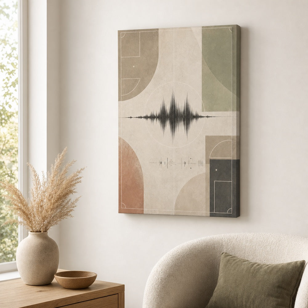Morandi Soundline Soccer Canvas Wall Art 18×24 inch wrapped canvas wall mockup