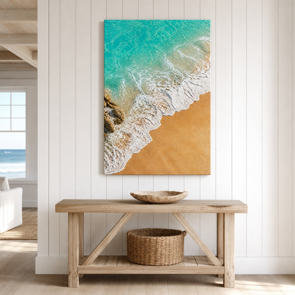 Coastal Aerial Waves Healing Canvas Wall Art 02 18×24 inch wrapped canvas wall mockup