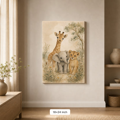 Gentle Safari Animals Nursery Canvas Wall Art - 05_sku_18x24_wall