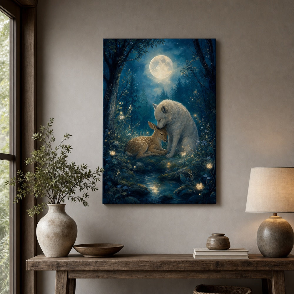 Moonlit Forest Glowing Plants Healing Canvas Wall Art 04 18×24 inch wrapped canvas wall mockup
