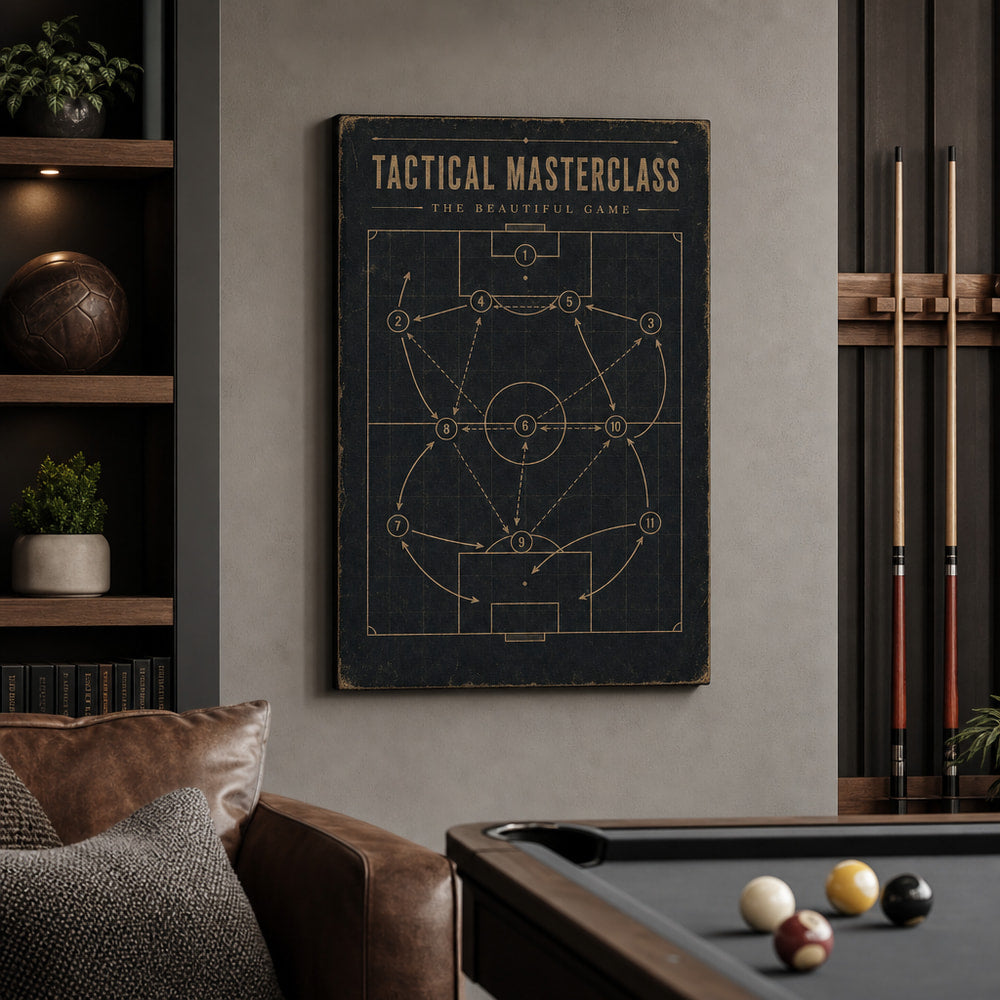 Tactical Masterclass Industrial Soccer Canvas Wall Art 03 18×24 inch wrapped canvas wall mockup