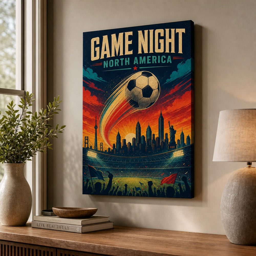 Game Night Vintage City Soccer Canvas Wall Art 01 18×24 inch wrapped canvas wall mockup