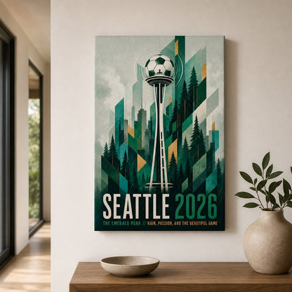Seattle 2026 Emerald Roar Soccer Canvas Wall Art 03 18×24 inch wrapped canvas wall mockup