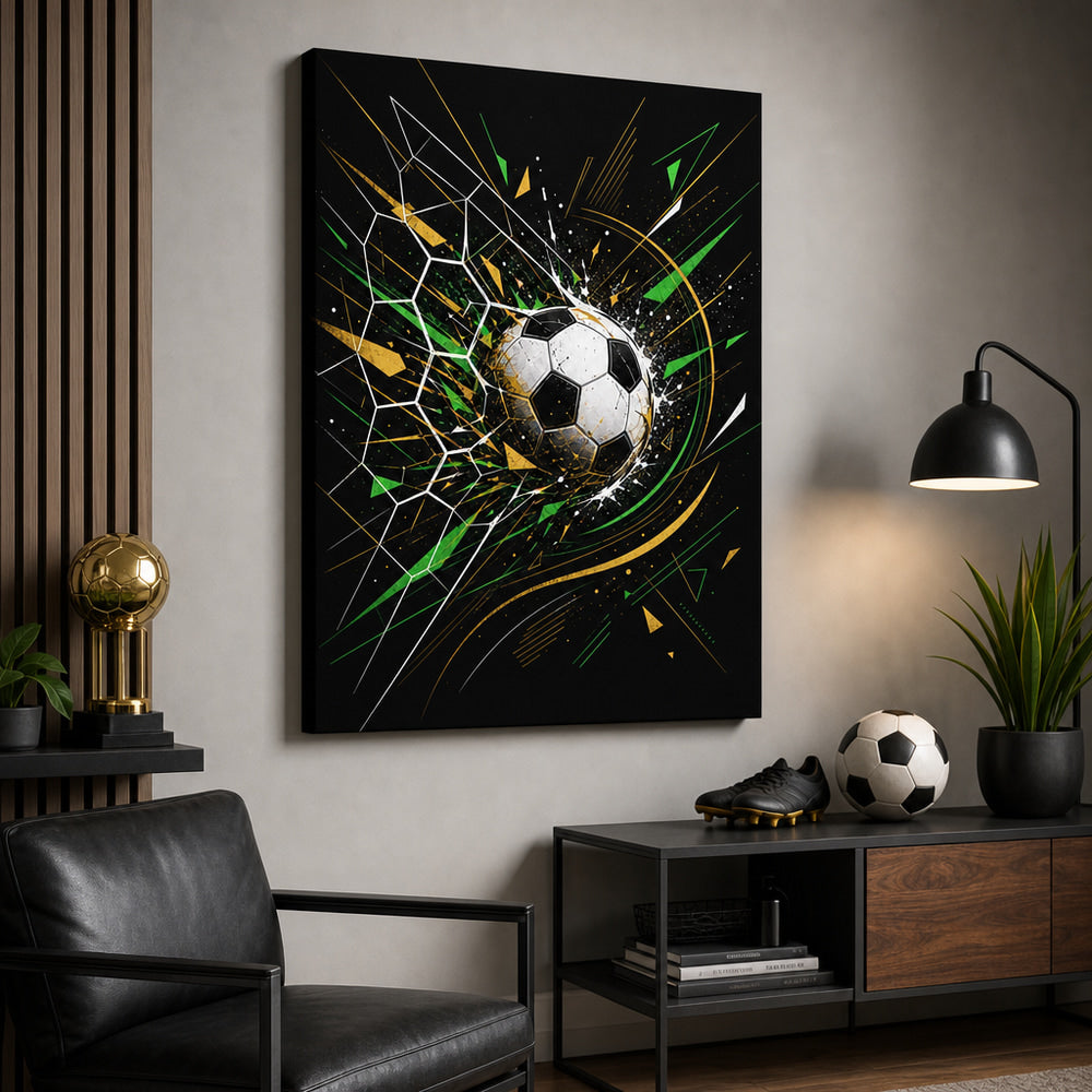 Geometric Net Breakthrough Soccer Canvas Wall Art 05 18×24 inch wrapped canvas wall mockup