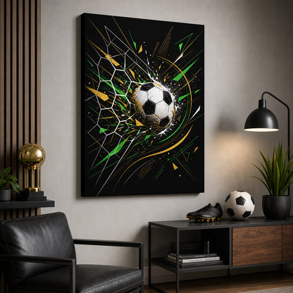 Geometric Net Breakthrough Soccer Canvas Wall Art 05 18×24 inch wrapped canvas wall mockup