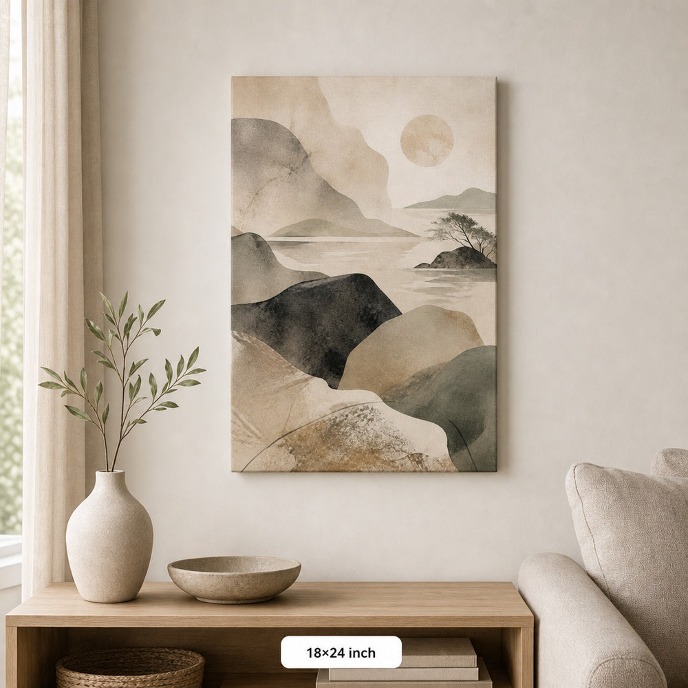 Japandi Abstract Stone Landscape Canvas Wall Art - 05_sku_18x24_wall