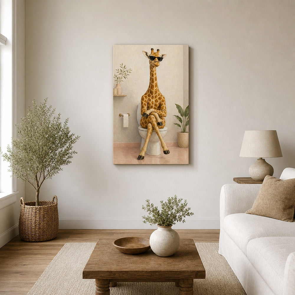Sunglasses Giraffe Toilet Canvas Wall Art 02 18×24 inch wrapped canvas wall mockup