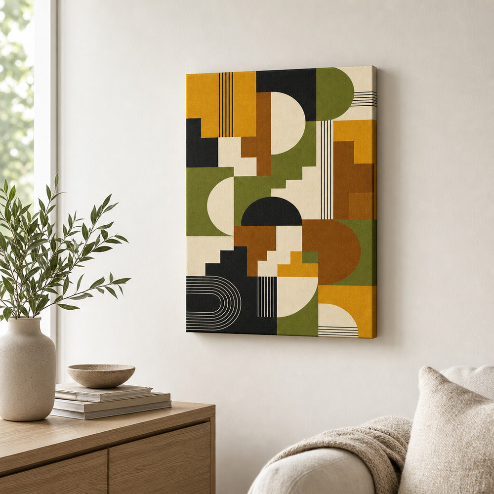 Mid-Century Bauhaus Stepped Geometry Canvas Wall Art 05 - SKU wall mockup 18×24 inch
