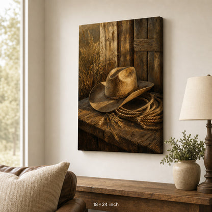 Rustic Cowboy Hat Still Life Canvas Wall Art - 05_sku_18x24_wall