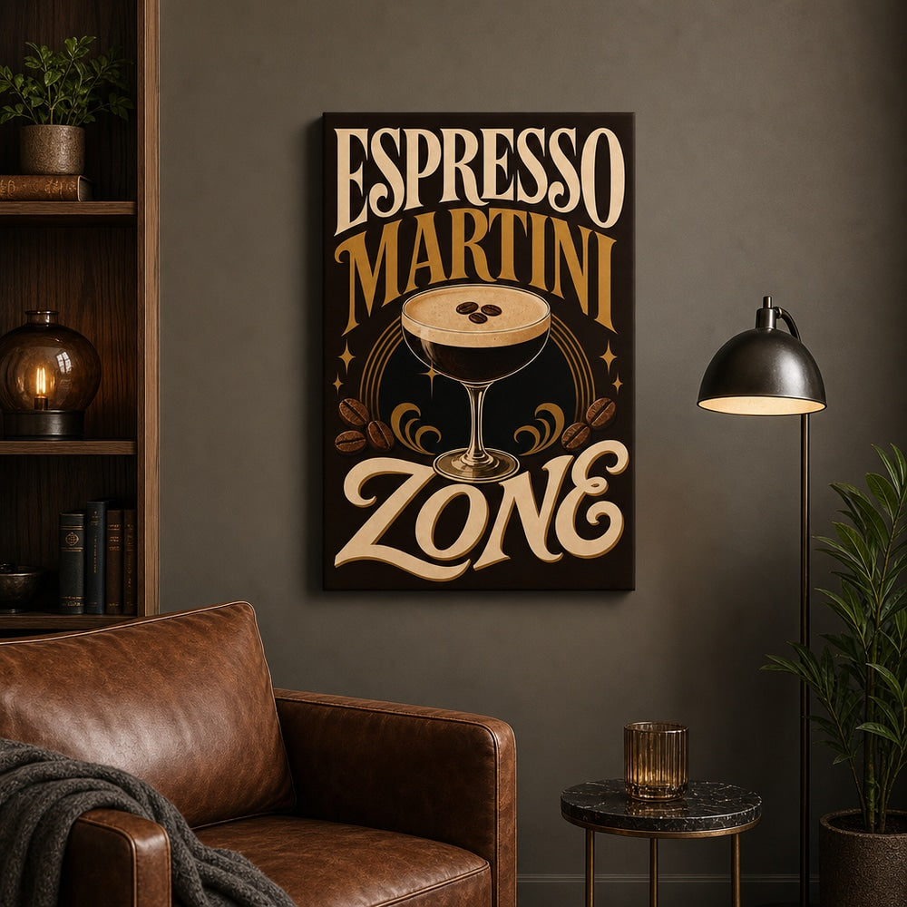 Espresso Martini Zone Typographic Canvas Wall Art 05 18×24 inch wrapped canvas wall mockup
