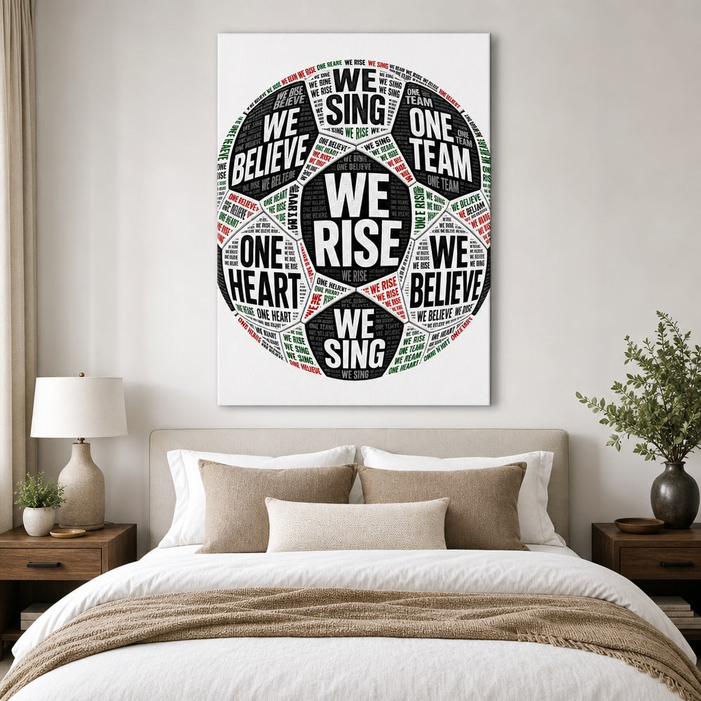 One Team One Heart Chant Typography Canvas Wall Art 24×36 inch wrapped canvas wall mockup