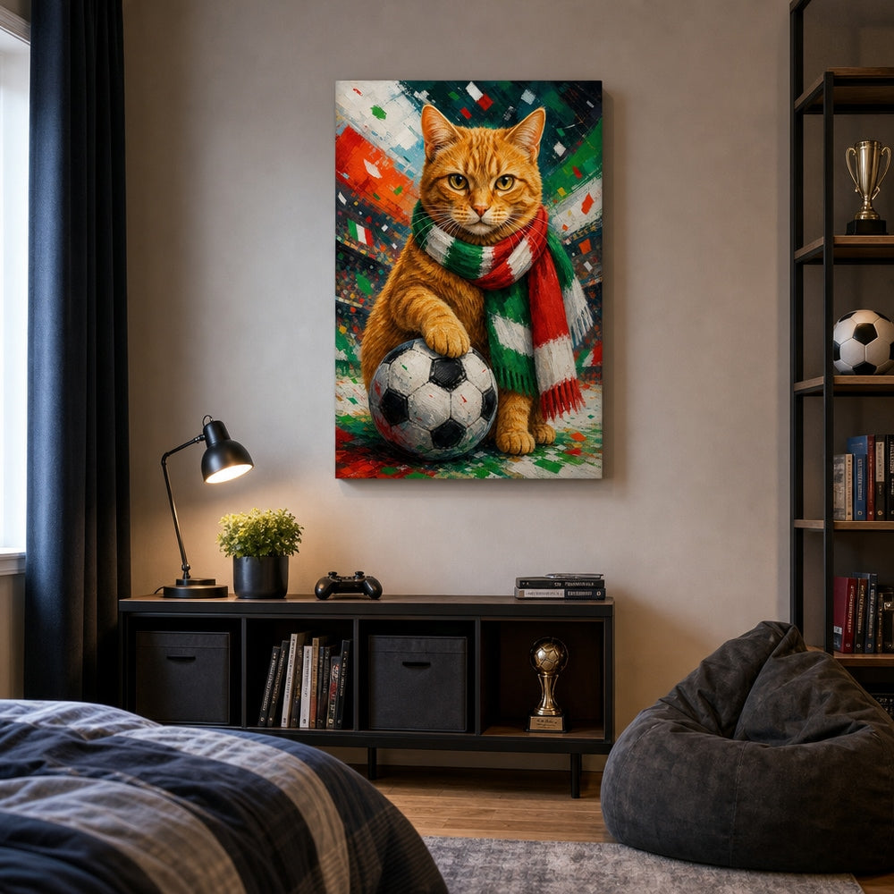 Orange Tabby Soccer Fan Canvas Wall Art 24×36 inch wrapped canvas wall mockup