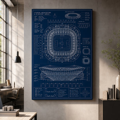 Blueprint Grand Stadium Cutaway Canvas Wall Art 24×36 inch wrapped canvas wall mockup