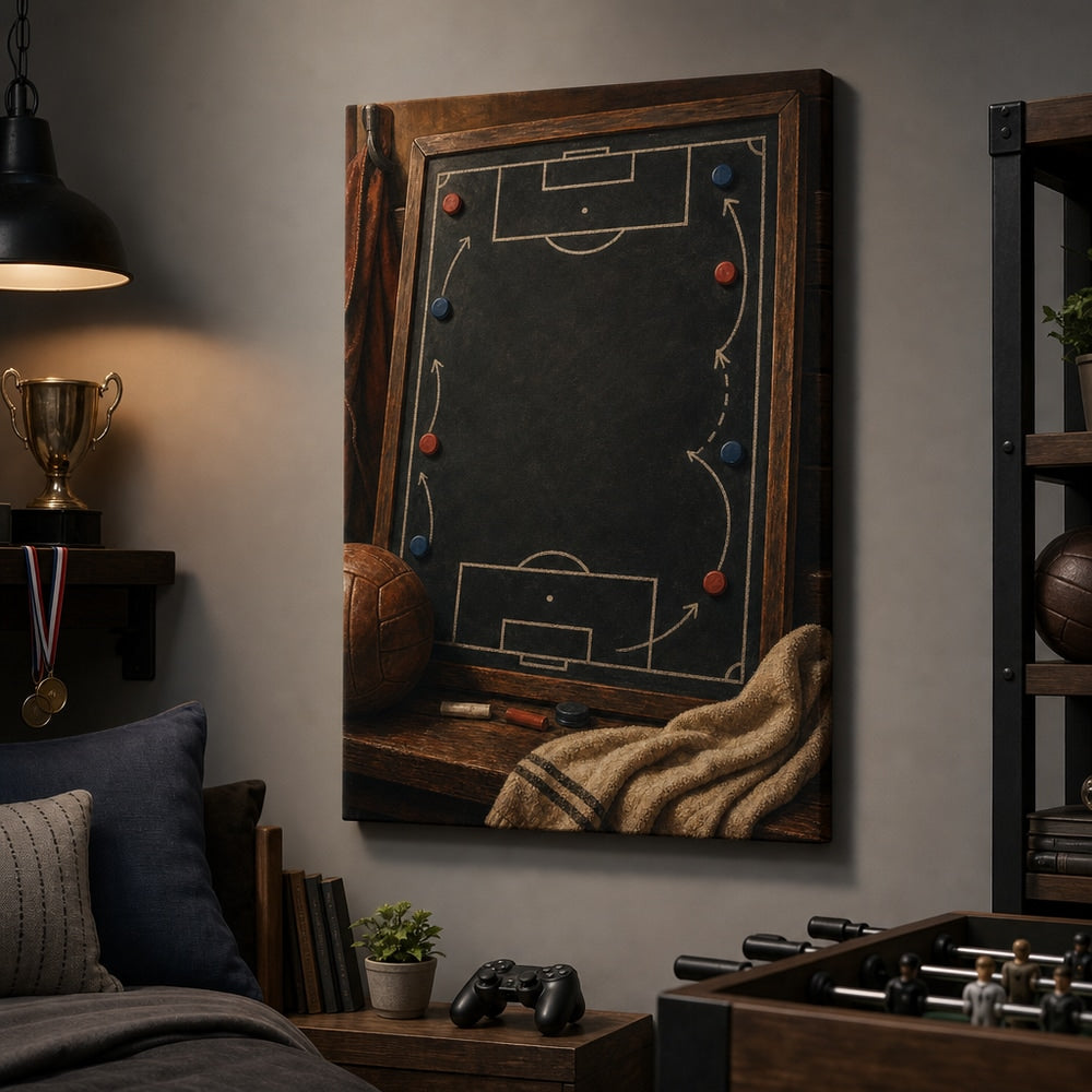 Custom Coach Dad Master Plan Canvas Wall Art 24×36 inch wrapped canvas wall mockup generated with gpt-image-2