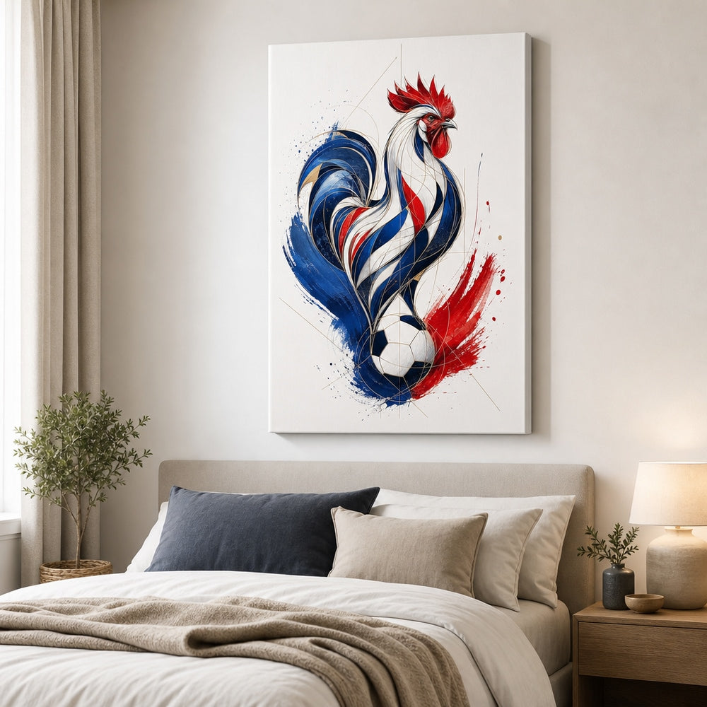 France Rooster National Pride Soccer Canvas Wall Art 24×36 inch wrapped canvas wall mockup
